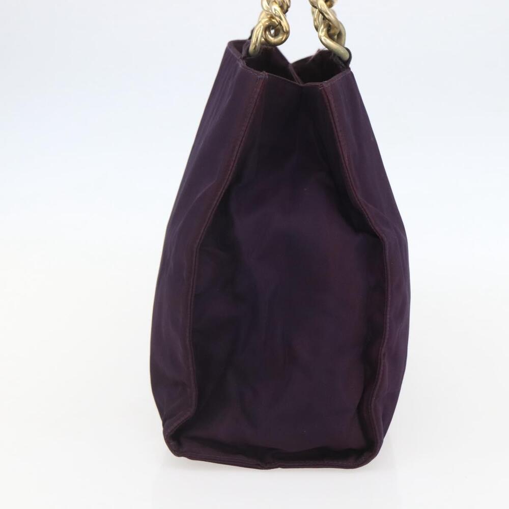 PRADA Hand Bag Nylon Metal Purple Gold Auth 155415 - Picture 3 of 16
